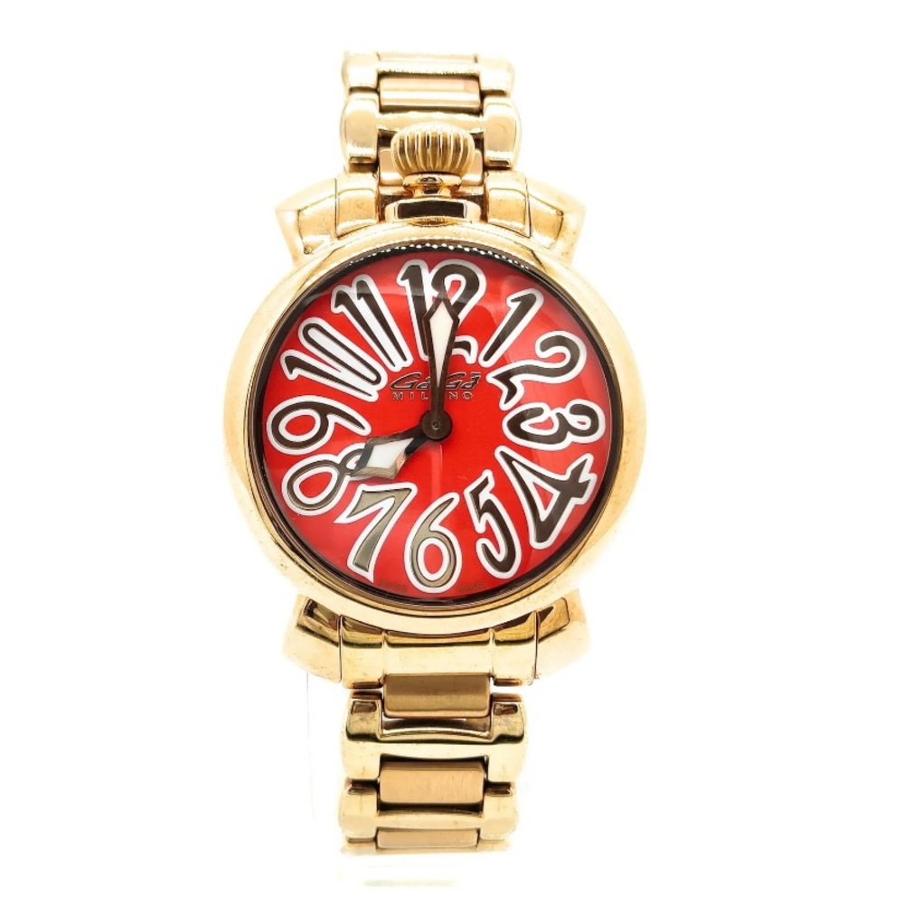 Gold-Tone Women's Watch with Red Dial